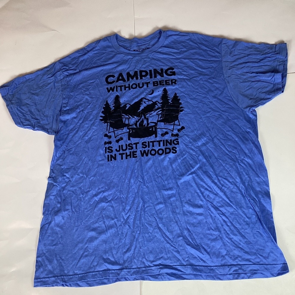 Melmarc Mens T Shirt Size 2XL Short Sleeve Crew Neck Camping Beer Funny
